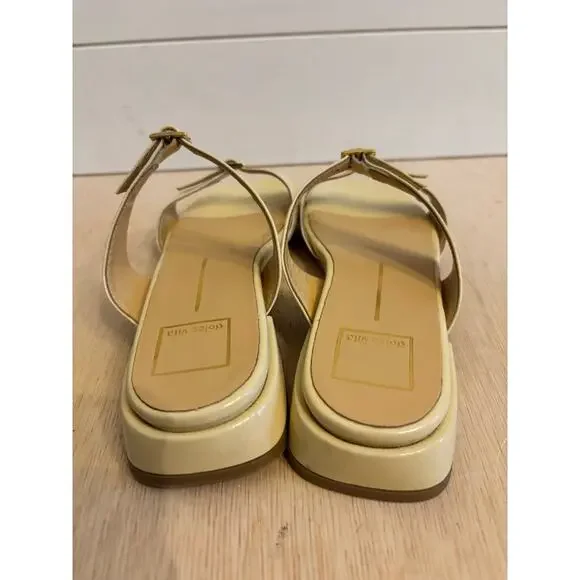 Dolce Vita Women’s Lavern All Leather Sandals Light Yellow Crinkle Patent 10 - Picture 4 of 8